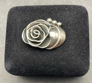 Leonore Doskow LS Sterling Rose Floral Charm Pendant MCM New York Silversmith